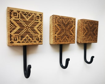 Ethnic ornamental wooden wall coat hook Stars