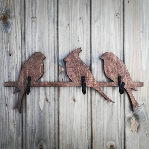 Wall Mount Coat Rack With 5 Hooks BIRDS in WAX Etsy