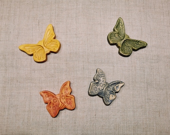 Décoration murale en bois Papillons colorés - lot de 4