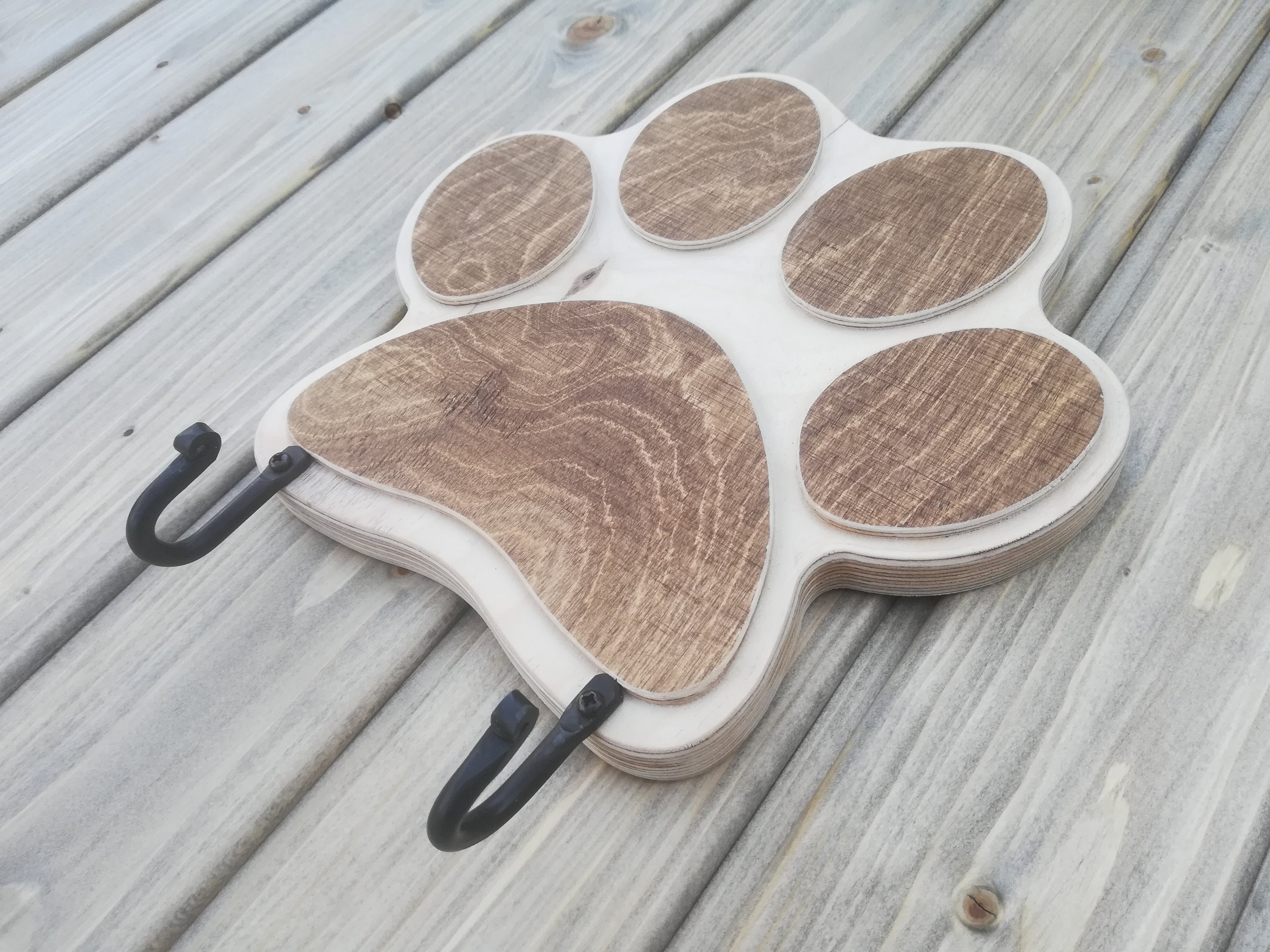 Wooden Dog Leash Hook for Wall the Great Paw Print in Wax Etsy