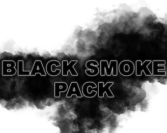 Black Smoke Cloud Overlay Bundle, Transparent Background, Banners Digital Download Print Art, Commercial Use