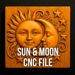 Arquivo STL Sol e Lua para CNC – Download Digital em Relevo 3D | Arte de Parede Celestial para Marcenaria, Fresadora, Gravação e Presentes para Uso Comercial