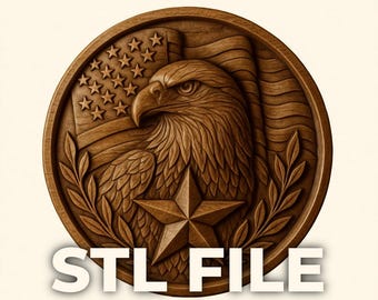 Patriotic Eagle STL File – CNC Relief Carving & 3D Printing | Wall Art Digital Download