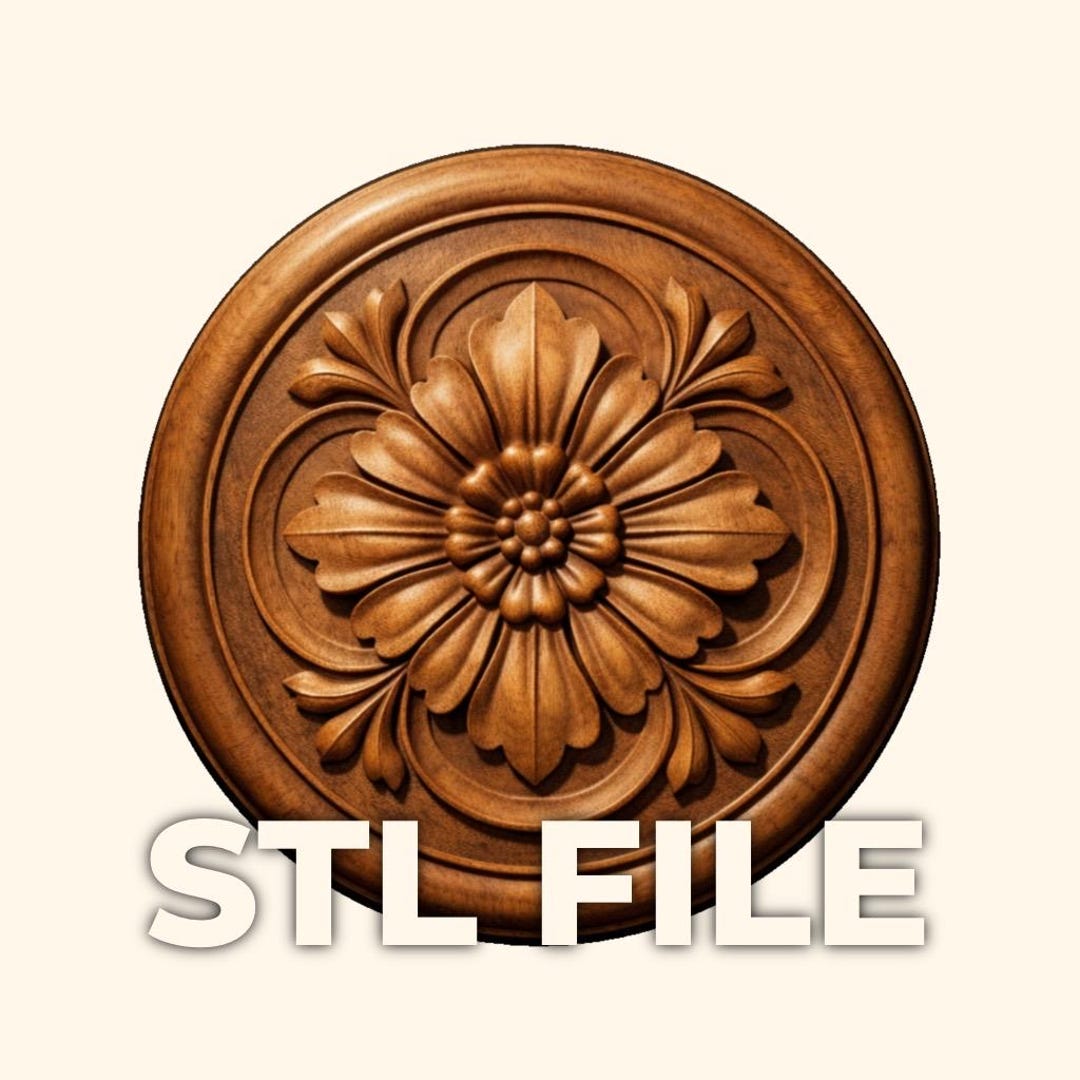 Circular Floral Rosette Medallion STL File – Classic Round Relief Cut ...