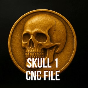 Arquivo STL de relevo de moeda de caveira para CNC | Gravação 3D, Fabricação de Moedas, Uso Comercial | Download Digital de Medalhão de Caveira de Terror