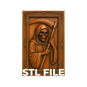 Magere Hein STL-bestand voor CNC | Reliëfsnijwerk doodsskelet | Digitale download met en zonder lijst | Commercieel gebruik