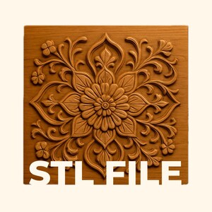 Mandala Floral STL File for CNC 3D Decorative Wall Art Digital Download | Ornate Flower Carving Design for Router & Engraving Commercial Use