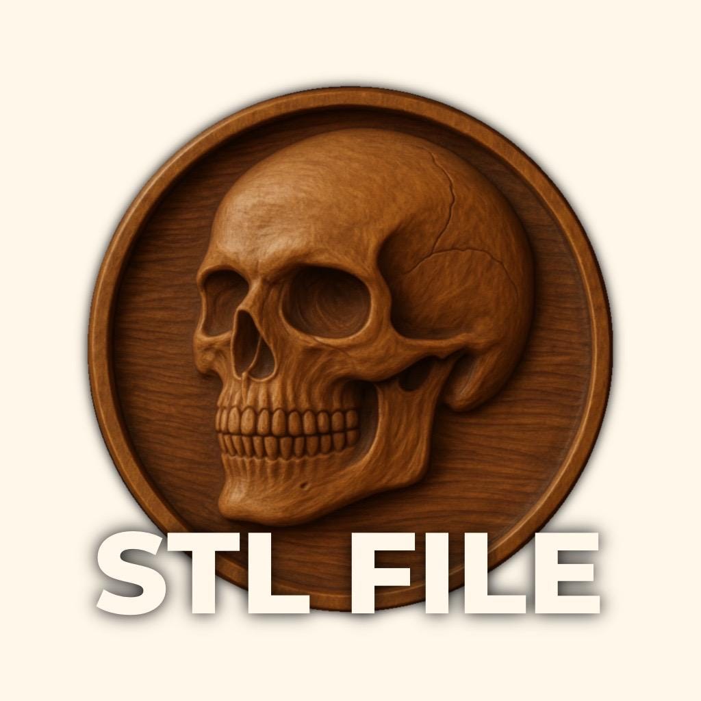 Skull STL File – CNC Relief Carving & 3D Printing | Wall Art Digital Download