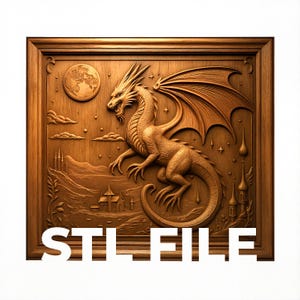 Flying Dragon Relief Cut STL File for CNC Relief Carving & 3D Printing | Framed and Unframed Digital Download | Wall Art, Plaque, Decor