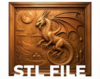 Flying Dragon STL File – CNC Relief Carving & 3D Printing | Wall Art Digital Download