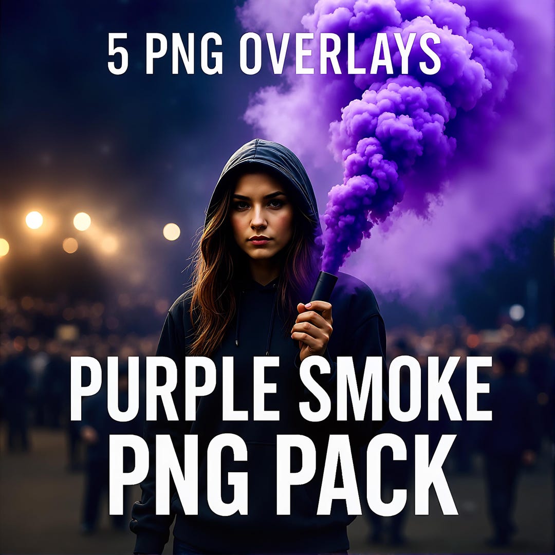 Purple Smoke PNG Overlay Pack 5 Transparent Smoke Bomb Effects