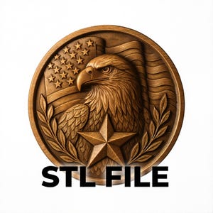 Vaterländische Adler Münze STL-Datei | Amerikanische Flagge Relief für CNC & 3D Carving | USA Medaillon Digitaler Download
