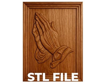 Praying Hands STL File – CNC Relief Carving & 3D Printing | Wall Art Digital Download (Framed + Unframed)