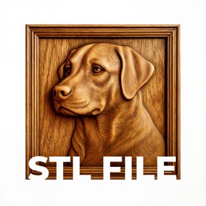Labrador Relief Cut STL File for CNC Relief Carving & 3D Printing | Framed and Unframed Digital Download | Wall Art, Plaque, Decor