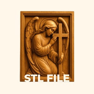 STL-bestand met biddende engel-reliëf voor CNC | Digitale download met lijst | Commercieel gebruik