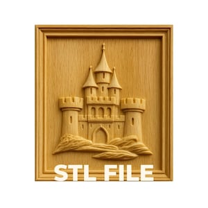 Castle Relief Cut STL File for CNC Relief Carving & 3D Printing | Framed and Unframed Digital Download | Wall Art, Plaque, Decor