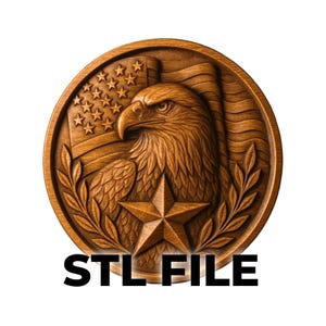Archivo STL de moneda de águila patriótica / Relieve de bandera estadounidense para tallado CNC y 3D / Medallón de EE. UU. descarga digital