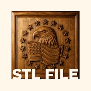 Patriotic Eagle Flag STL File – CNC Relief Carving & 3D Printing | Wall Art Digital Download