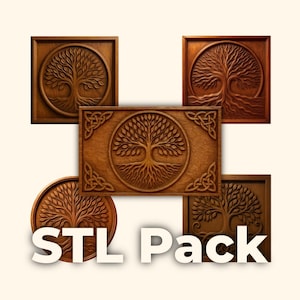 Tree of Life 5 Pack STL Files for CNC Relief Carving & 3D Printing | Digital Download | Wall Art, Plaque, Decor