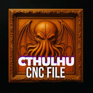 Arquivo de relevo Cthulhu STL | Design de entalhe CNC com e sem moldura | Arte de parede de terror | Uso comercial