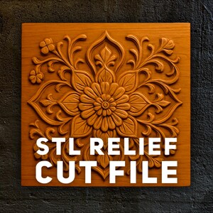 Mandala Floral STL-Datei für CNC 3D Dekorative Wand Kunst Digitaler Download | Aufwändige Blume Carving Design für Fräser & Gravur Kommerzielle Nutzung
