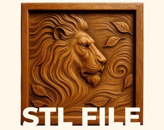 Lion STL File – CNC Relief Carving & 3D Printing | Wall Art Digital Download