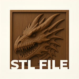 Dragon Head Relief Cut STL File for CNC Relief Carving & 3D Printing | Digital Download | Wall Art, Plaque, Decor