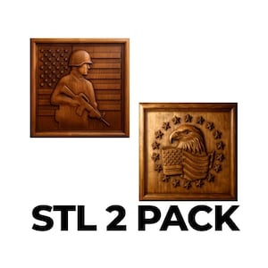 Patriotic STL Files 2-Pack: CNC Relief Carving & 3D Printing (Digital Download)