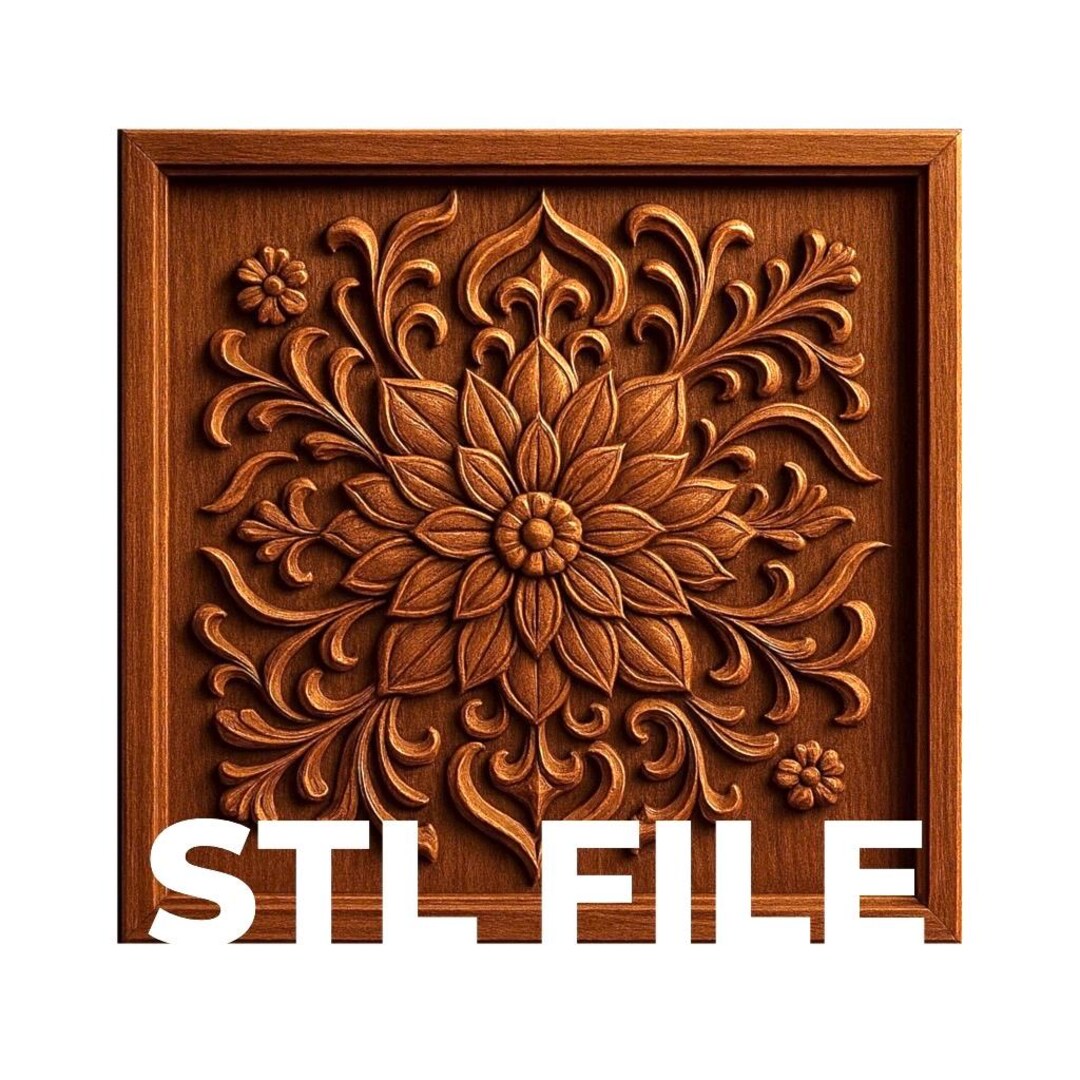 Mandala Floral Relief Cut STL File for CNC Relief Carving & 3D Printing ...