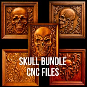 Pacote Skull STL – 5 limas de caveira em relevo profundo para uso comercial em entalhe em madeira CNC
