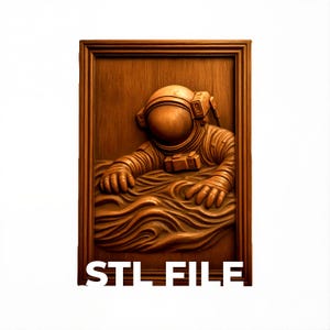Astronaut Space Relief Cut STL File for CNC Relief Carving & 3D Printing | Digital Download | Wall Art, Plaque, Decor