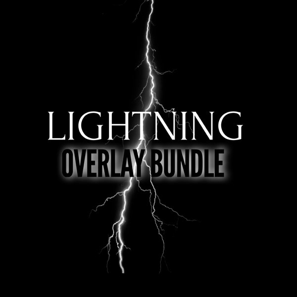 Lightning Overlay Bundle, Transparent Background, Banners Digital Download Print Art, Commercial Use