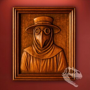 Pestdoktor Relief STL-Datei | CNC Holz schnitzen Digitaler Download | Mit & Ohne Rahmen | Gewerblicher Gebrauch OK