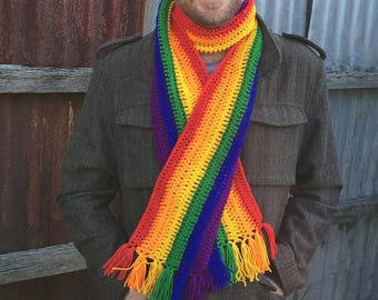 Rainbow Striped Gay Pride Scarf