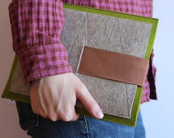 iPad Hülle "apple pocket", reine Schurwolle, Tablet Tasche, stoßdämpfend, wasserabweisend, isolierend, auf Maß, iPad Air Pro, mit Extrafach!
