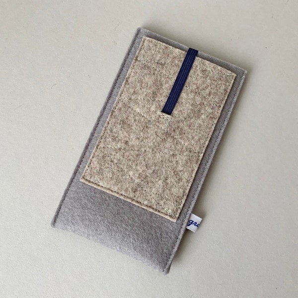 Funda para móvil "Bolsillo gris", fieltro de pura lana virgen, tamaño personalizado, amortiguadora, aislante, repelente al agua, funda para Samsung iPhone iPod