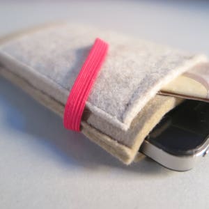 iPhone SE,X,11,12,13,14,15 Hülle "cutie pocket", Schurwolle, Filz, auf Maß, stoßdämpfend, isolierend, wasserabweisend, Smartphone Tasche