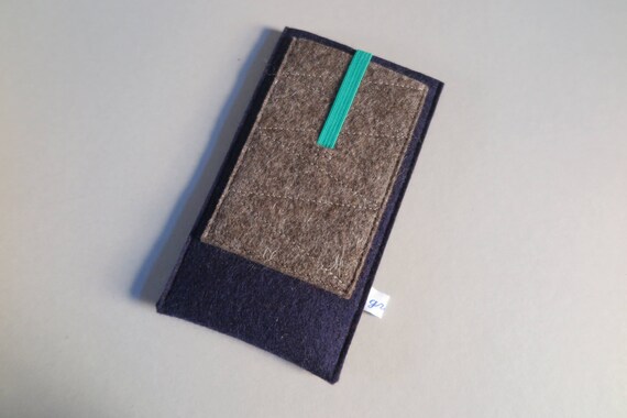 iPhone SE,11,12,13,14,15,16 Pro Max Sleeve "navy pocket", pure new wool felt, custom size made, extra pocket for cards,for other models too!