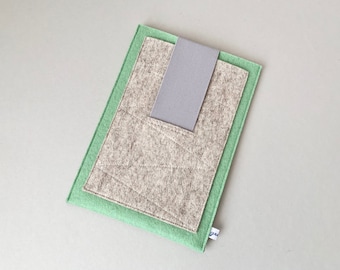 iPad Mini "seaspray pocket" Hülle, reine Schurwolle, Filz, stoßdämpfend&wasserabweisend, isolierend, Tablet Tasche, Ereader, mit Extrafach!