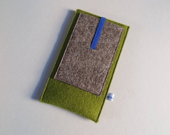 Smartphone Hülle "oliva pocket", reine Schurwolle, Filz, auf Maß, stoßdämpfend&wasserabweisend, isolierend, Extrafach! Funda Samsung iPhone
