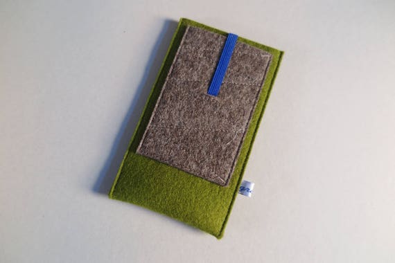 Smartphone Hülle "olive pocket", reine Schurwolle, Filz, auf Maß, stoßdämpfend&wasserabweisend, isolierend, Extrafach! Samsung iPhone Tasche