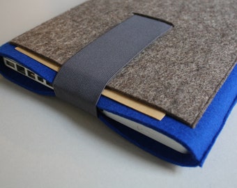 MacBook Air Pro "13 sleeve "cobalt pocket", Schurwolle, auf Maß, stoßdämpfend, isolierend & wasserabweisend, Extrafach! auch andere Modelle!