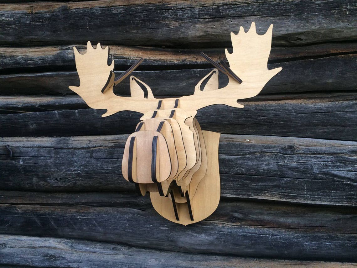 3D moose head wall mount decor size: S | Etsy