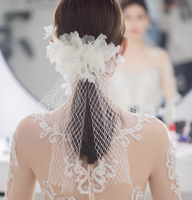 Bridal Net Hair Piece - Etsy Bridal Net Hair Piece - Etsy
