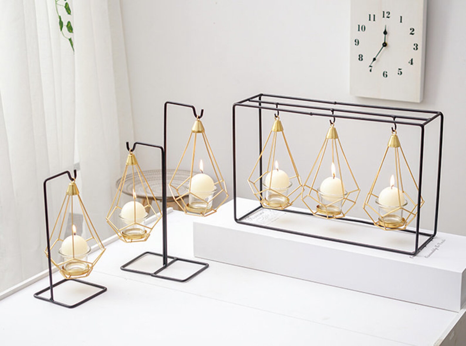 Black and Gold Metal Waterdrop Candle Holder Diamond Shaped Etsy