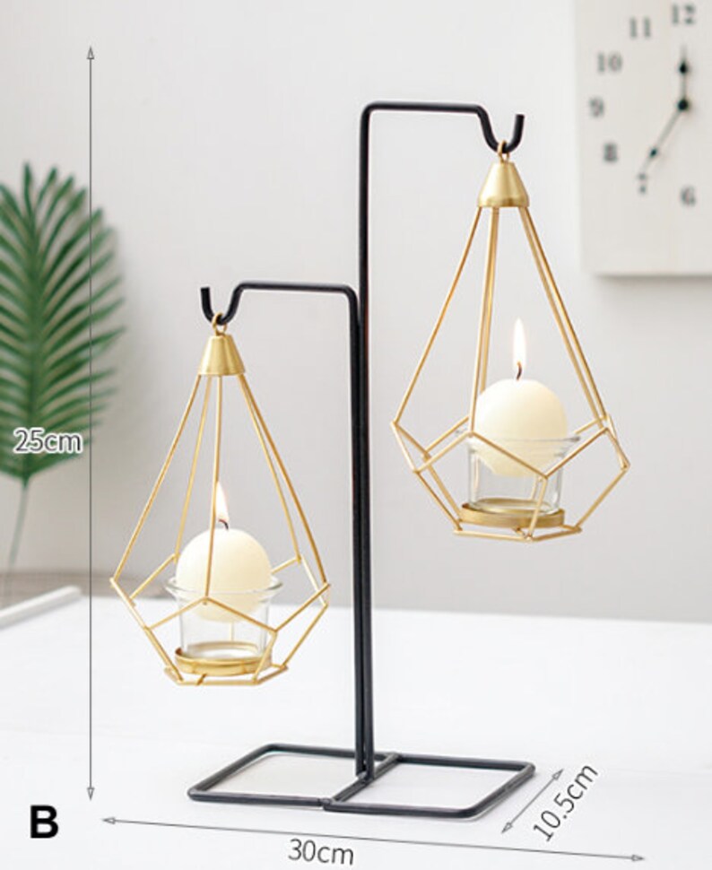 Black and Gold Metal Waterdrop Candle Holder Diamond Shaped Etsy