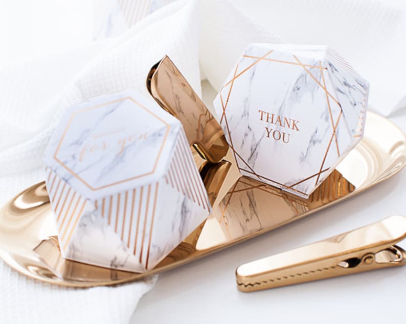 Birthday,Candy Box,Chocolate Box,FREE Name Place Card B037 50pcs Marble /& Bronzing Wedding Favor Boxes For Guest,In Bulk Wedding Gift Boxes