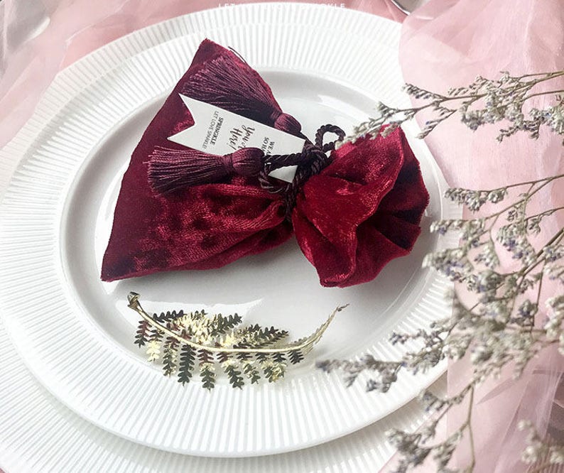 10bags String & Tag Velvet Bags Wedding Favor Bags With Tag Etsy