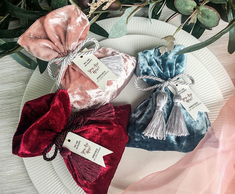 10bags String & Tag Velvet Bags Wedding Favor Bags With Tag Etsy
