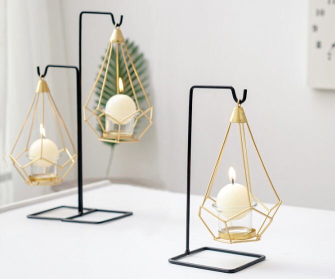 Black and Gold Metal Waterdrop Candle Holder Diamond Shaped Etsy